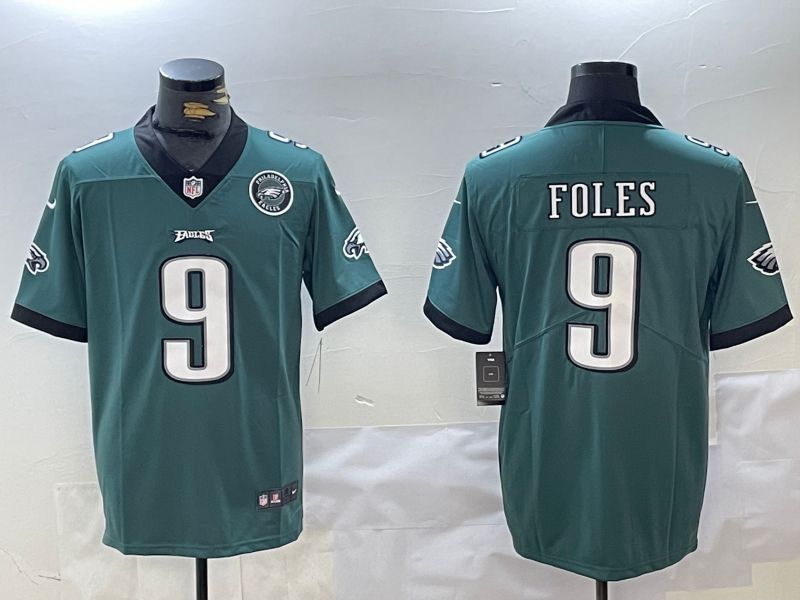Men Philadelphia Eagles 9 Foles Green 2024 Nike Vapor Limited NFL Jersey style 1